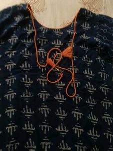 Attractive Blue Printed Ethnic Kurta with Dori