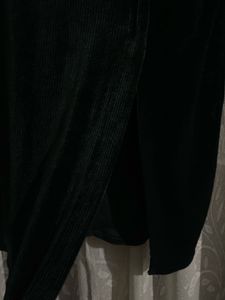 Black Side-Slit Velvet Skirt