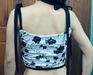 Black Floral Corset Top