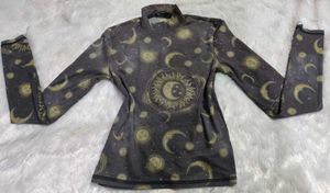 Forever21 Celestial Print Mesh Top