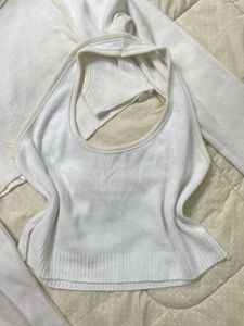 White Cropped Cardigan &amp; Tank Set