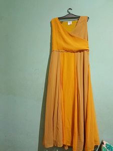 Yellow Georgette Long Dress