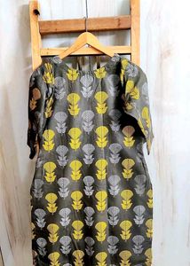 Grey Floral Print Casual kurti size-34