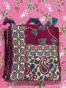 Elegant Maroon &amp; Gold Saree