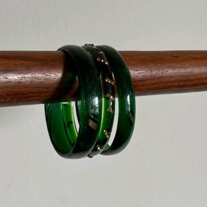 Emerald Glass Bangle Set