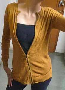 Mustard Zippered Cardigan