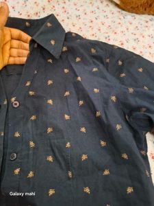 Navy Floral Button-Down Shirt
