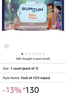 Bumtum 72N Usable Wet Wipes Pack Of 2
