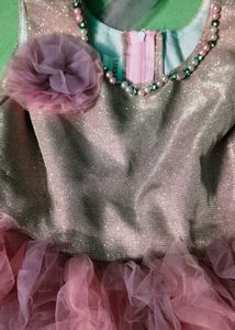 Pink Colour Children Net Frock