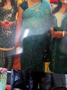 Bandhej Saree With Two Blouse And Wit Fall