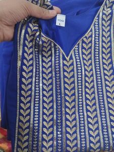 Blue Anarkali Kurti With Dupatta