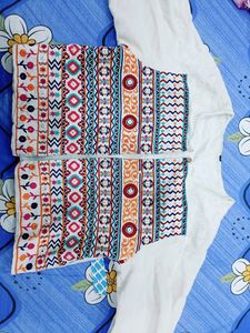 White Embroidered Shrug