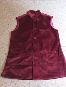 Maroon Velvet Sleeveless Jacket