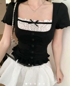 Aesthetic Black Milkmaid Top🖤🪽🐈‍⬛️