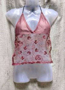 Pink Floral Halter Top
