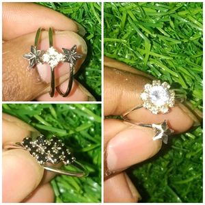 Cute Silver Tone Ring Set