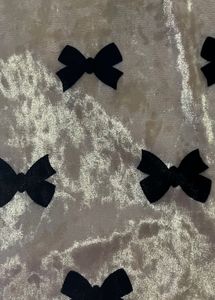 White Velvet Mini Dress With Cute Black Bows