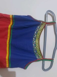 Red Coloured Sleeveless Anarkali Kurta With Koti.