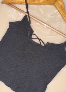 Gray Ribbed Tank Top
