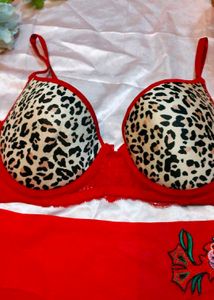 Red &amp; Leopard Print Lingerie Set