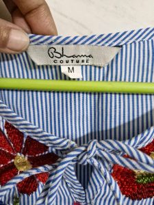 Striped Embroidered Top