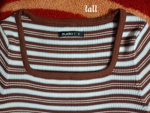 brown&amp; white striped top