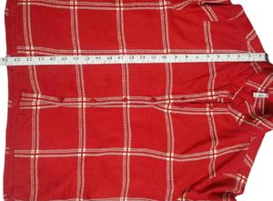 Red Checked Casual Half Sleeves ShirtCollar Women