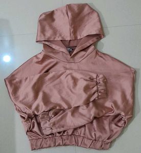 Stylish Pink Cropped Hoodie
