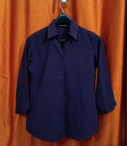 Purple 3/4 Sleeve Button-Down