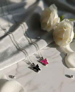 2 Butterfly Pendant Necklaces