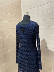 Party Navy Blue Lace Mini Dress