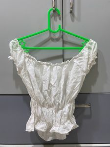 Fairy White Shoulder Crop Top
