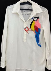 Bird Applique White Shirt