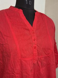 Red Cotton Short Kurti