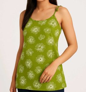 Green Floral Tank Top