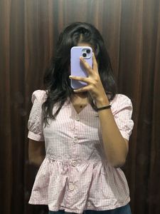 Cute Pink Gingham Top