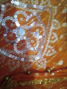 Bandhani Blue and orange saree for festive wear
