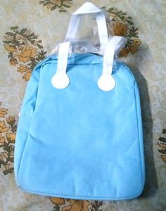 Cute Smiling Face Lunch Bag Blue Colour