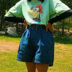 Denim Lace-Up Shorts