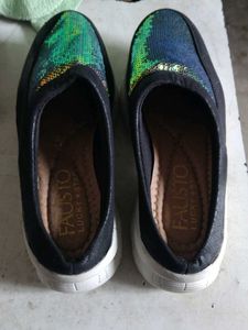FAUSTO Black Sequin Slip-On Shoes