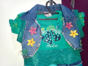 1-2 YrSea Green Midi With Jacket And Belt