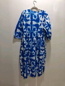 Tie And Dye Printed Cotton Dress. Size Upto Xxl.
