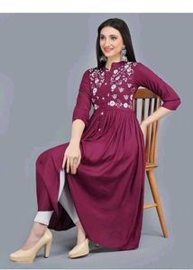 Maroon Embroidered Midi Dress