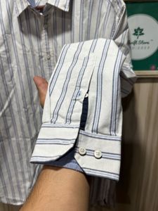 Marks &amp; Spencer White Striped Formal Shirt