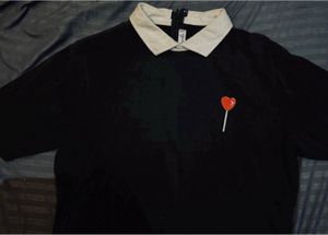 Cute Collared Cropped Black Top with Lollipop