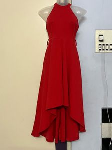 Pintrest Red Halter Hi-Lo Dress