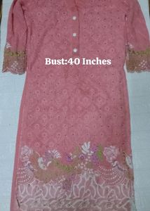 😍Cute Pink Designer Georgette Kurti With Lining