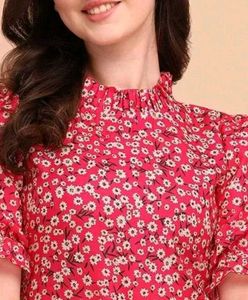 Casual Baloon Sleeve Printed Women Top