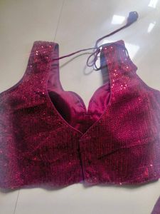 Wine Sequence Blouse With Extra Sleeves