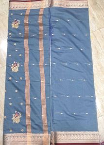 Elegant gray Embroidered Saree